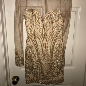 Gold short sequin dress!